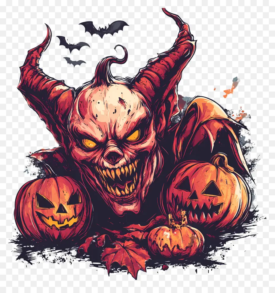 Diablo De Halloween，Calavera De Calabaza PNG