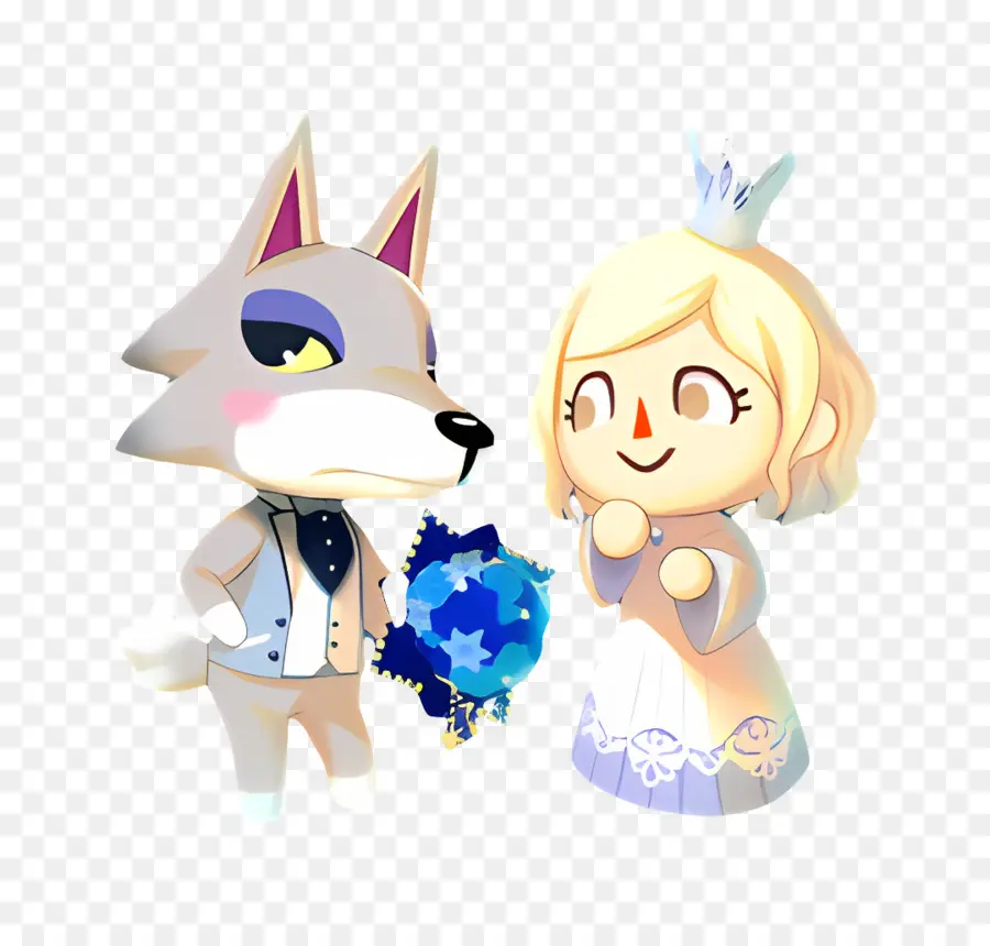 Cruce De Animales，Lobo Y Niña Con Flor Azul PNG