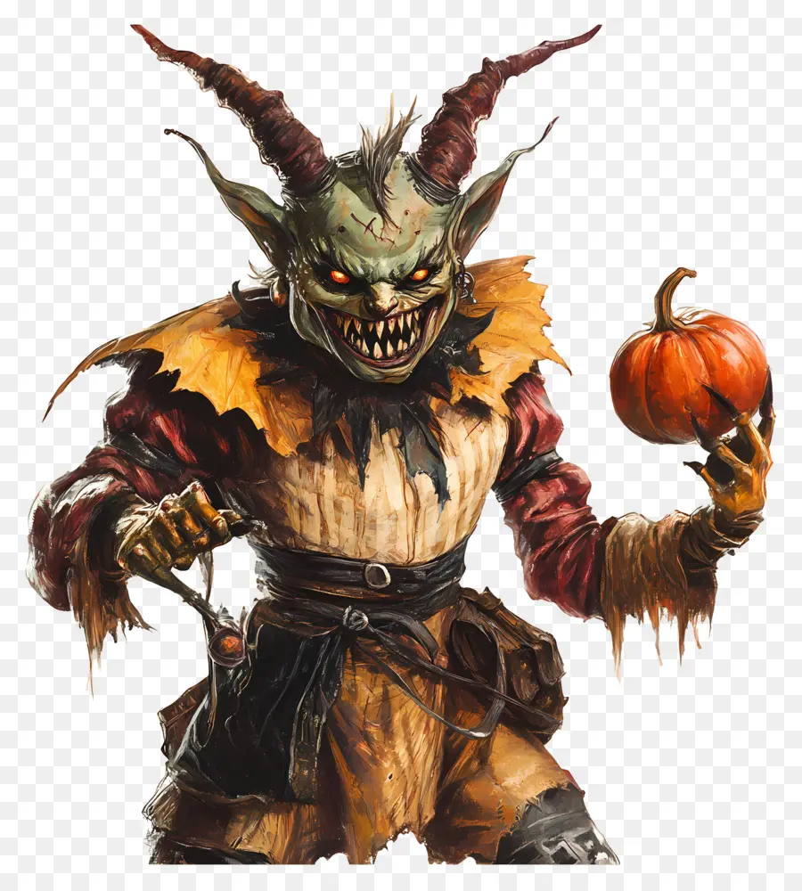 Diablo De Halloween，Calabaza Sosteniendo Duende PNG