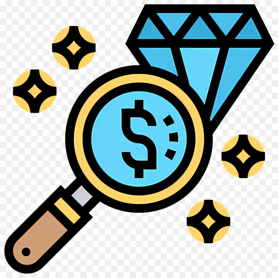 Investigación De Inversiones，Diamante Con Lupa PNG