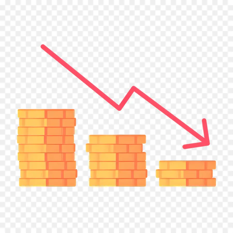 Inversión Abajo，Disminución De Pilas De Monedas PNG