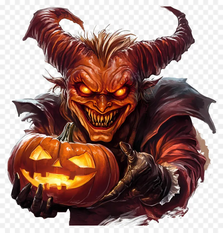 Diablo De Halloween，Criatura Con Cabeza De Calabaza PNG