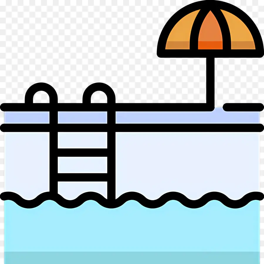 Piscina，Piscina Con Sombrilla PNG