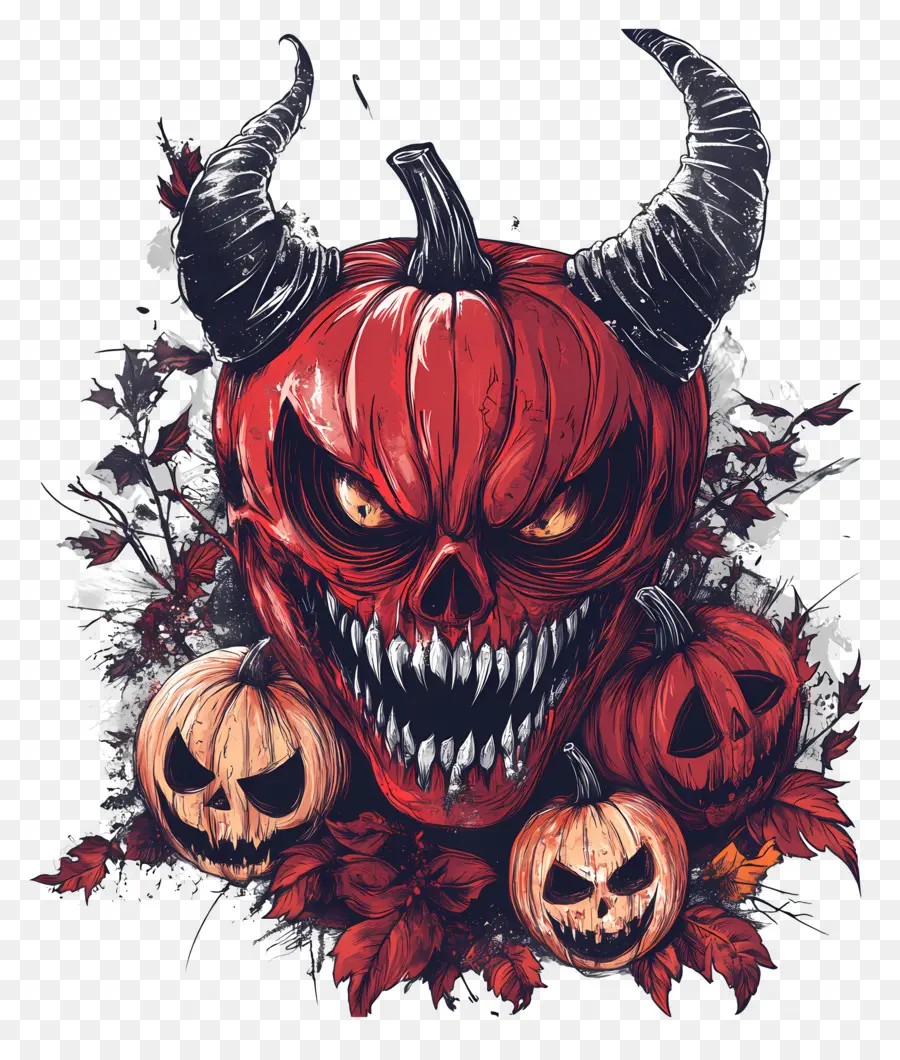 Diablo De Halloween，Calavera De Calabaza PNG