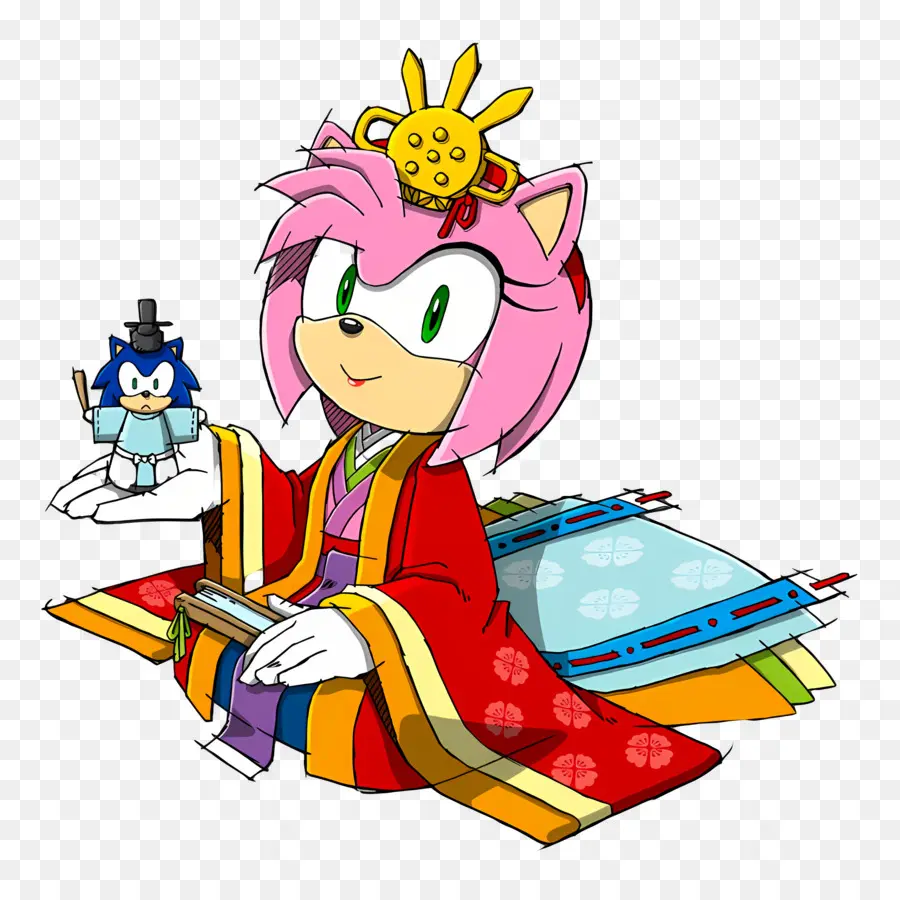 Sonic El Erizo，Personaje Rosa Con Traje Tradicional PNG