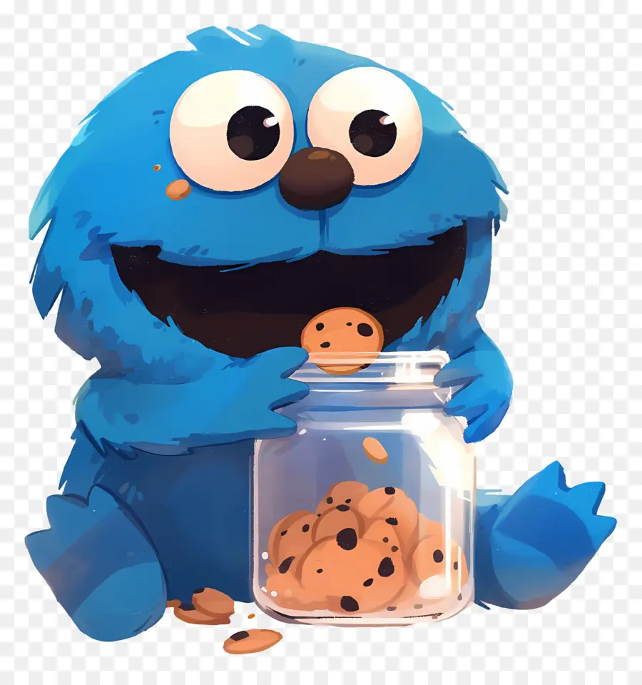 Monstruo De Las Galletas，Criatura Azul Con Galletas PNG