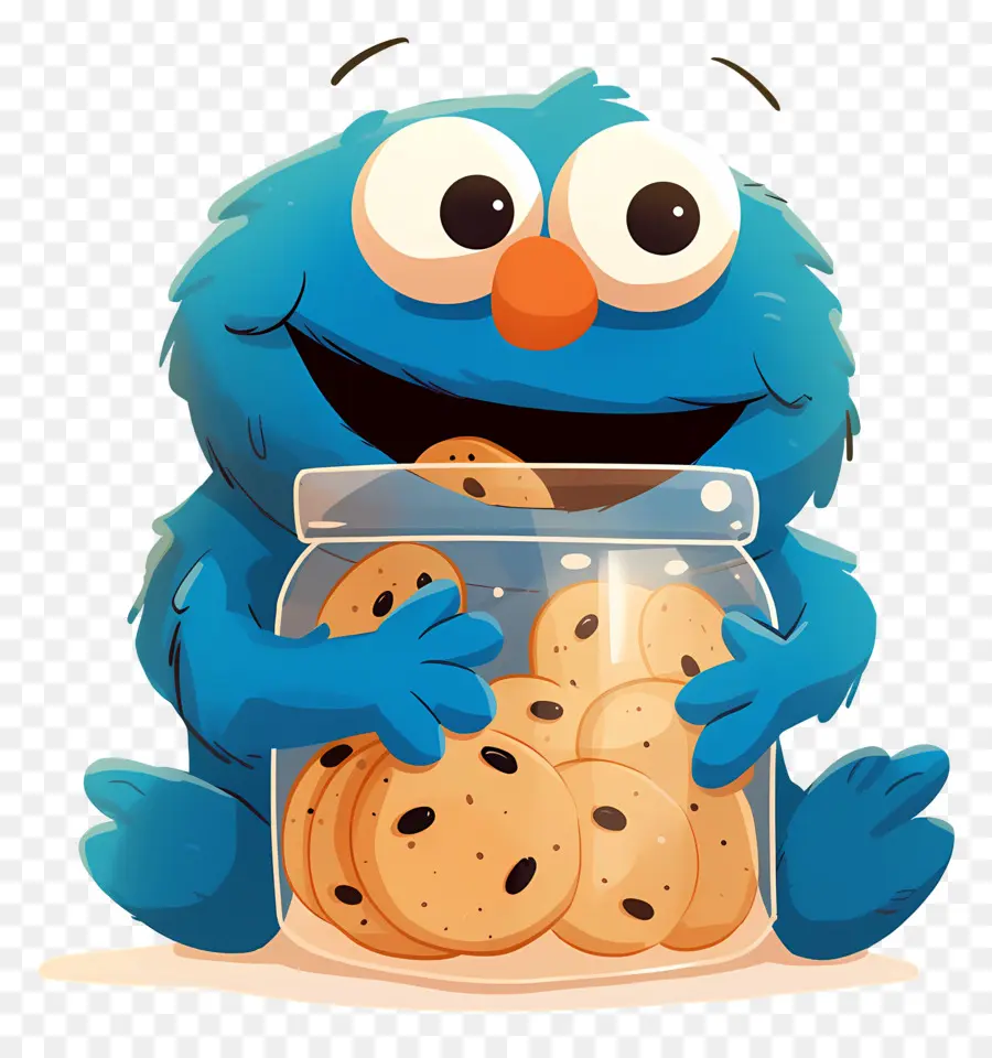 Monstruo De Las Galletas，Monstruo Azul Con Galletas PNG