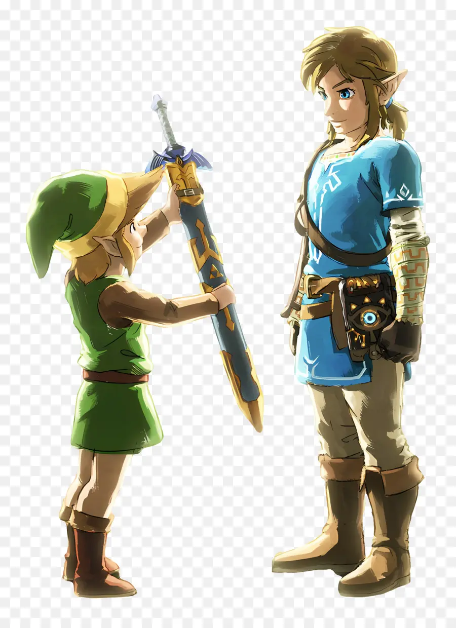 Leyenda De Zelda，Dos Personajes Con Espada PNG