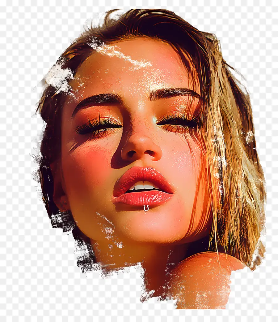 Miley Ciro，Mujer Con Maquillaje Artístico PNG