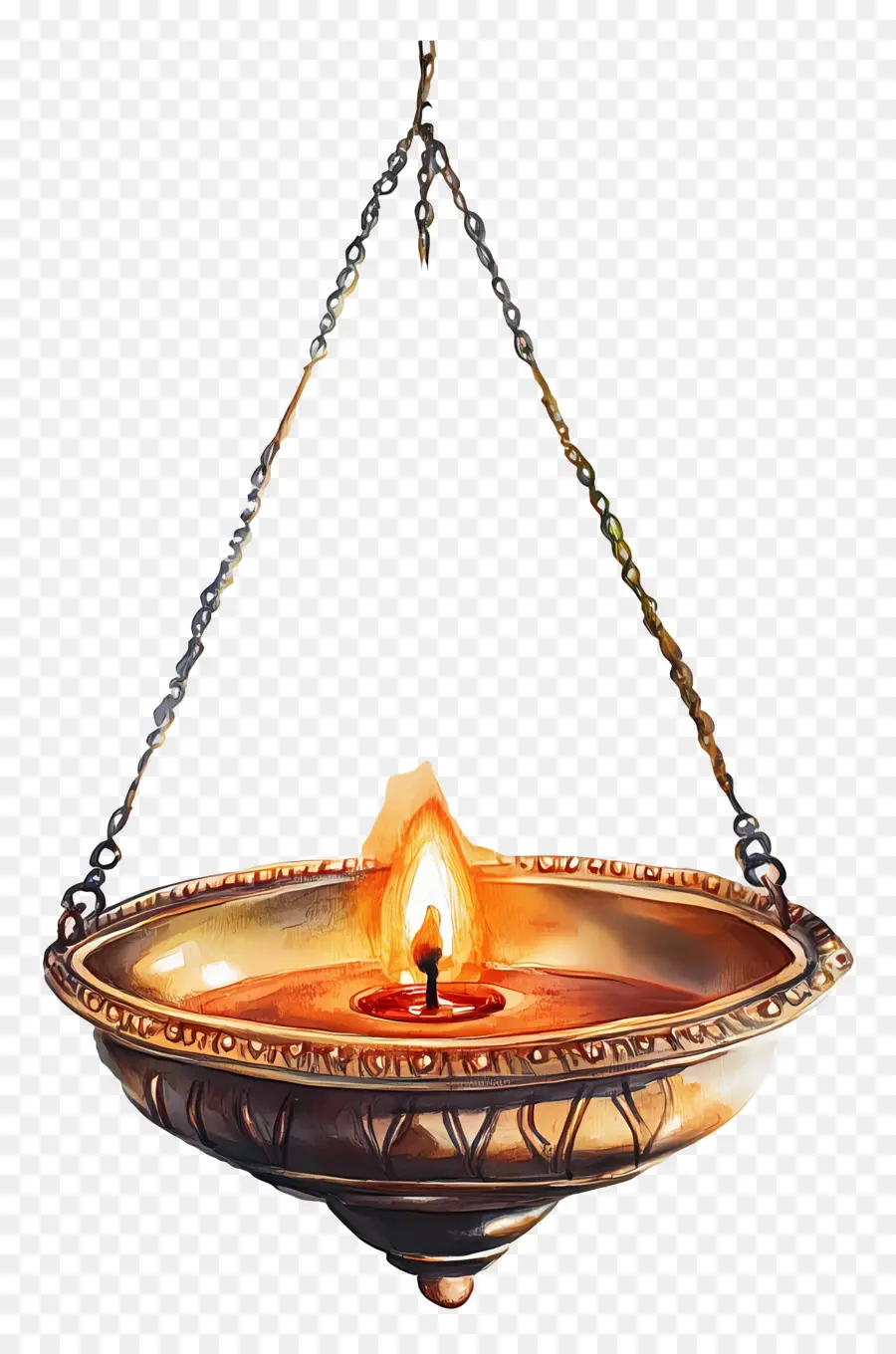 Diya Colgante，Lámpara De Aceite Colgante PNG