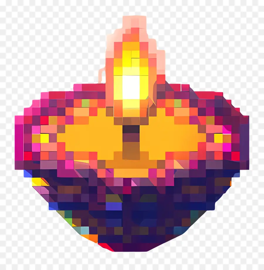 Diwali Diya De Píxeles，Diya Pixelada PNG