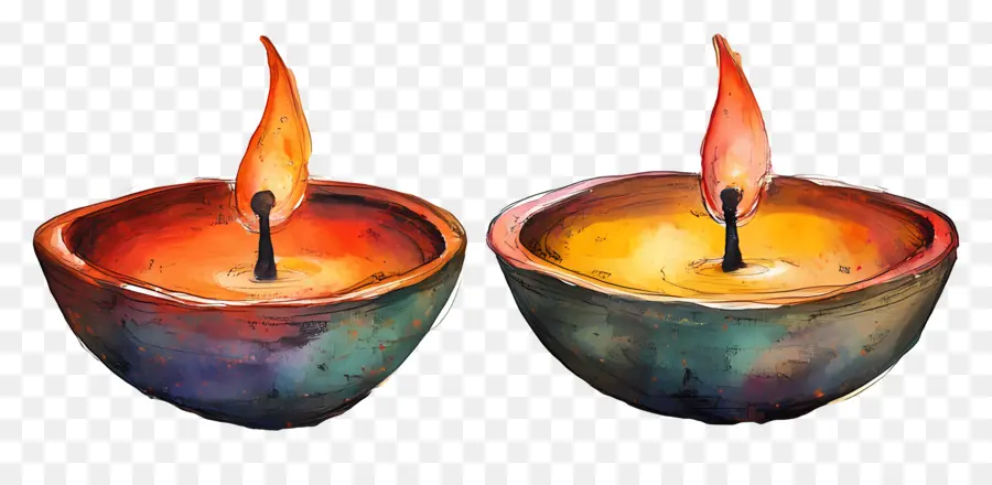 Lámparas De Aceite De Diwali，Velas PNG