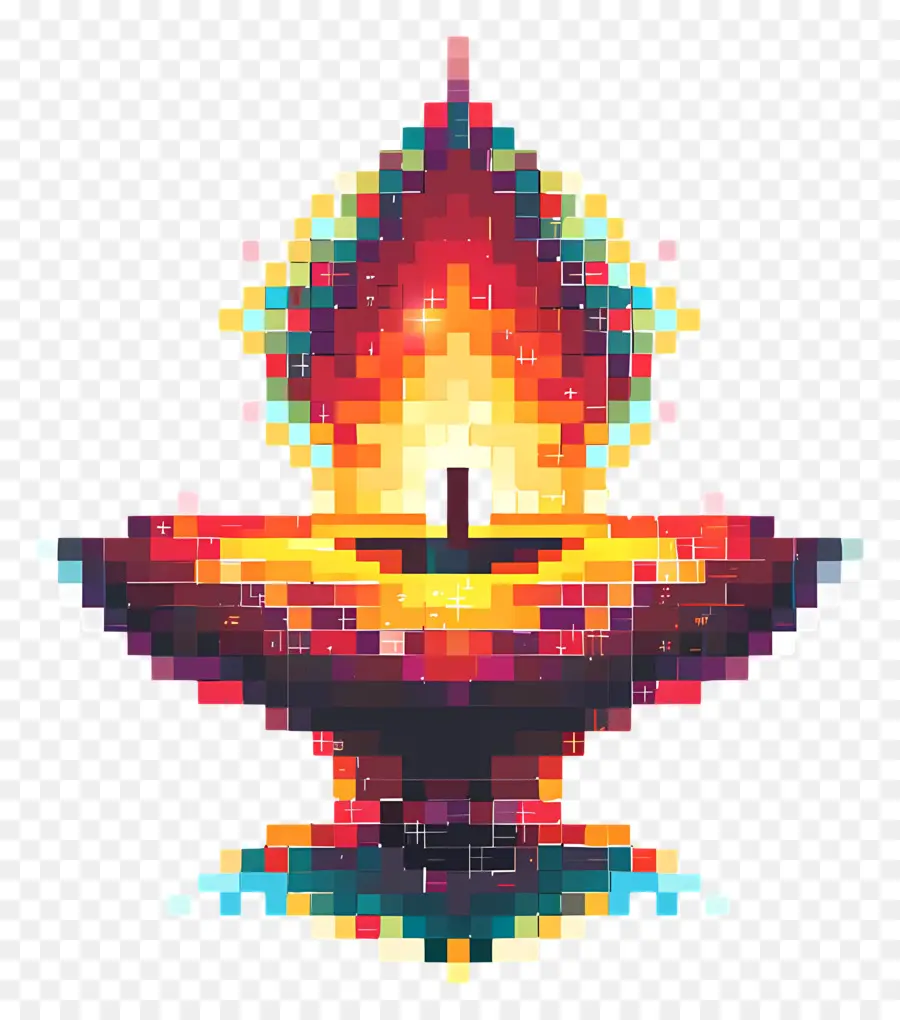 Diwali Diya De Píxeles，Vela De Píxeles PNG