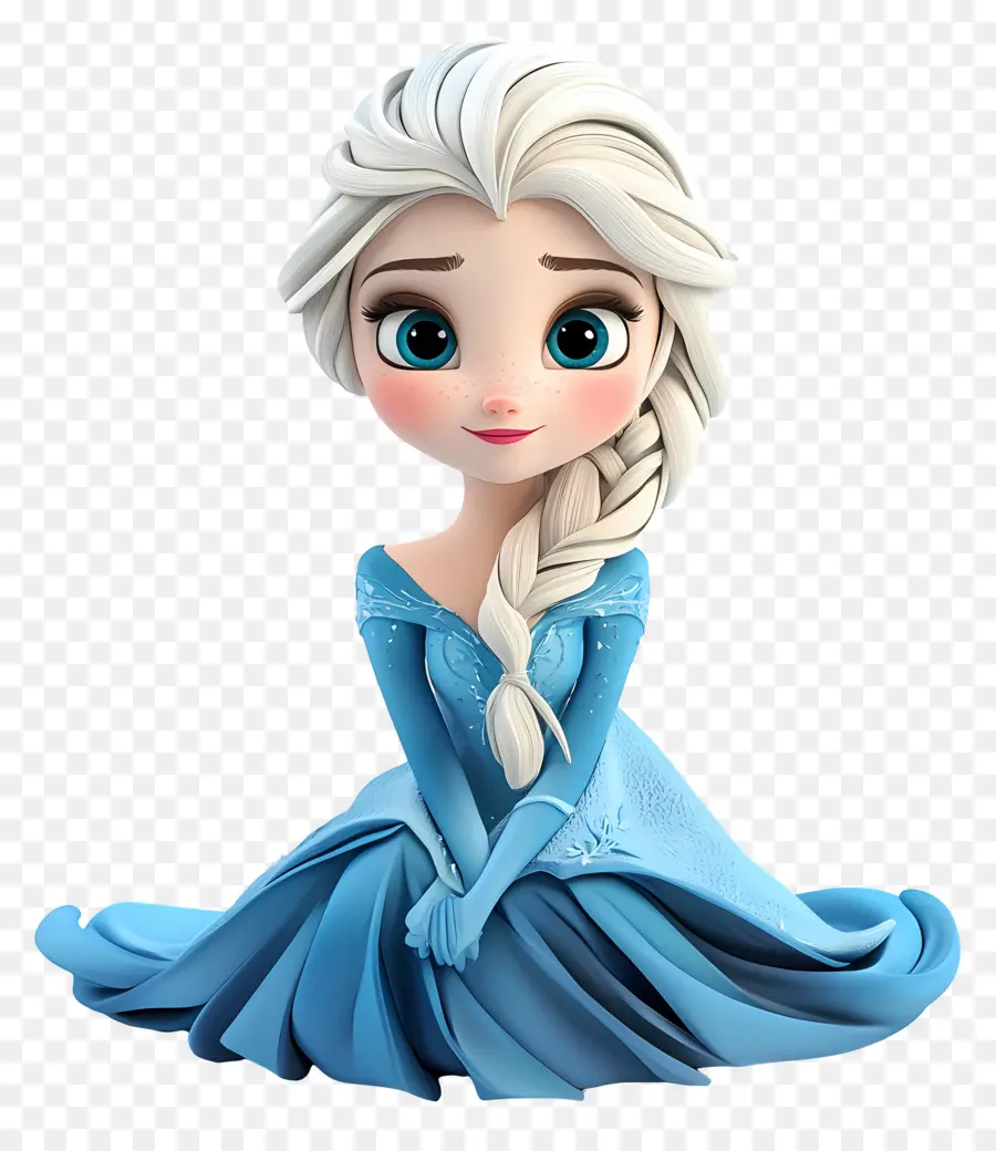 Princesa Elsa，Personaje Animado Con Vestido Azul PNG