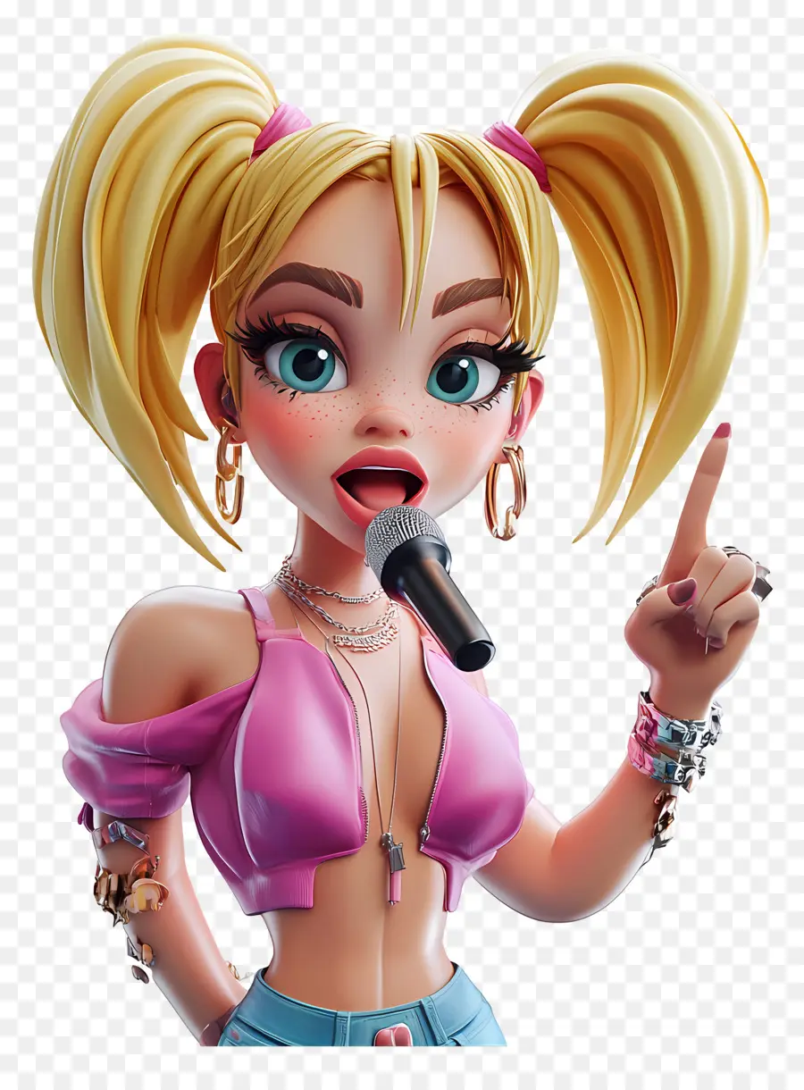 Miley Ciro，Figura De Dibujos Animados Cantando PNG