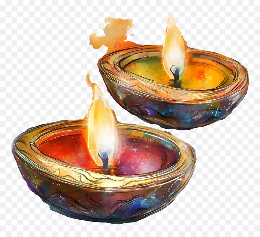 Lámparas De Aceite De Diwali，Vela PNG