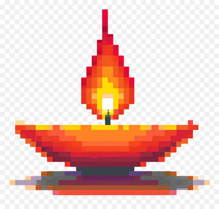 Diwali Diya De Píxeles，Diya Pixelada PNG