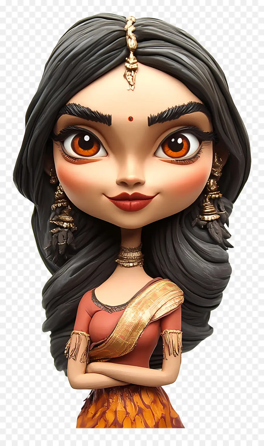 Deepika Padukone，Personaje Chibi Con Vestimenta Tradicional PNG