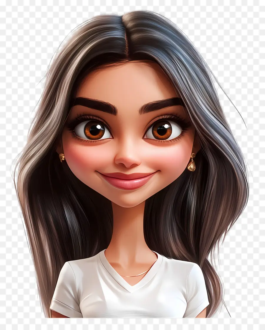 Deepika Padukone，Personaje Chibi Con Pelo Largo PNG