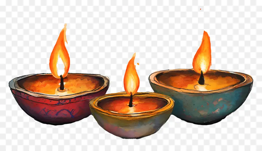 Lámparas De Aceite De Diwali，Velas PNG