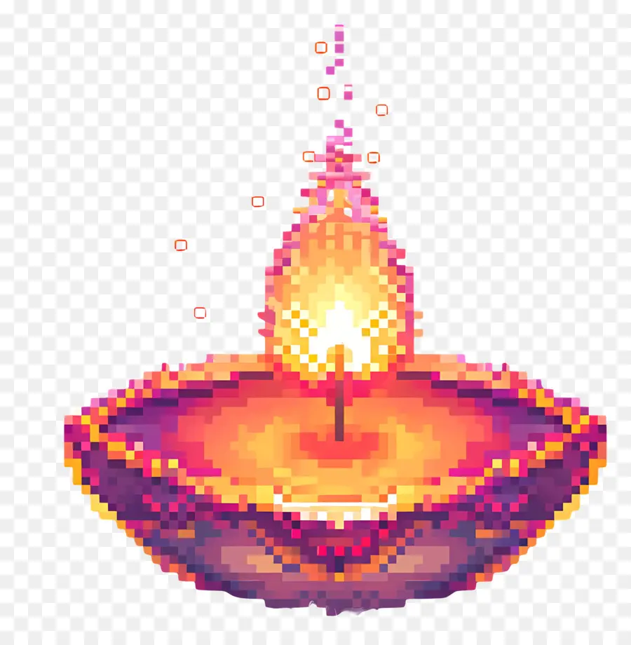 Diwali Diya De Píxeles，Vela De Píxeles PNG