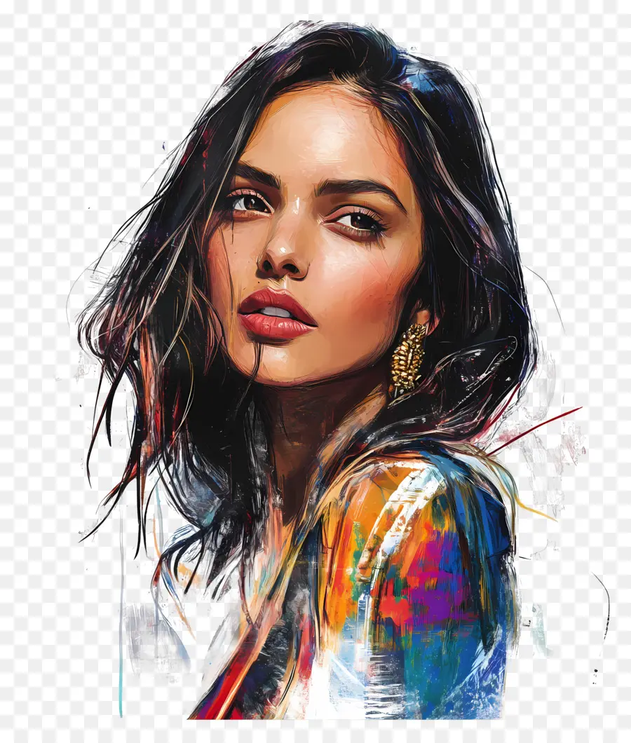 Deepika Padukone，Retrato Artístico De Mujer PNG