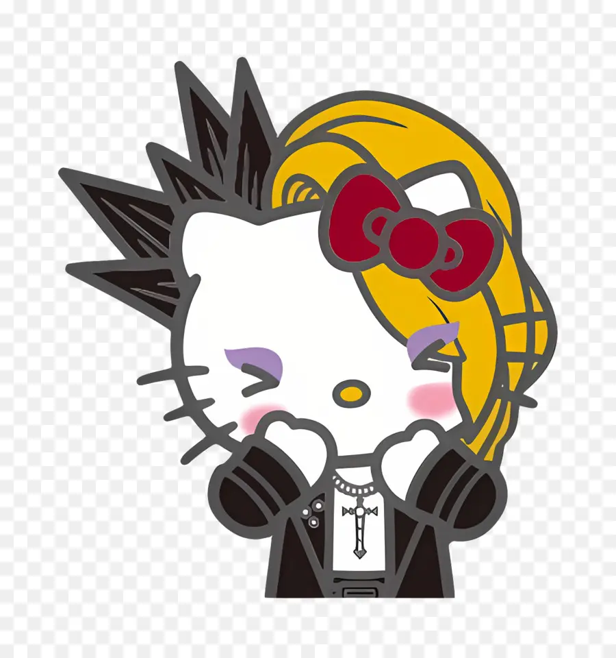 Yoshikitty，Hello Kitty Con Peinado Punk PNG