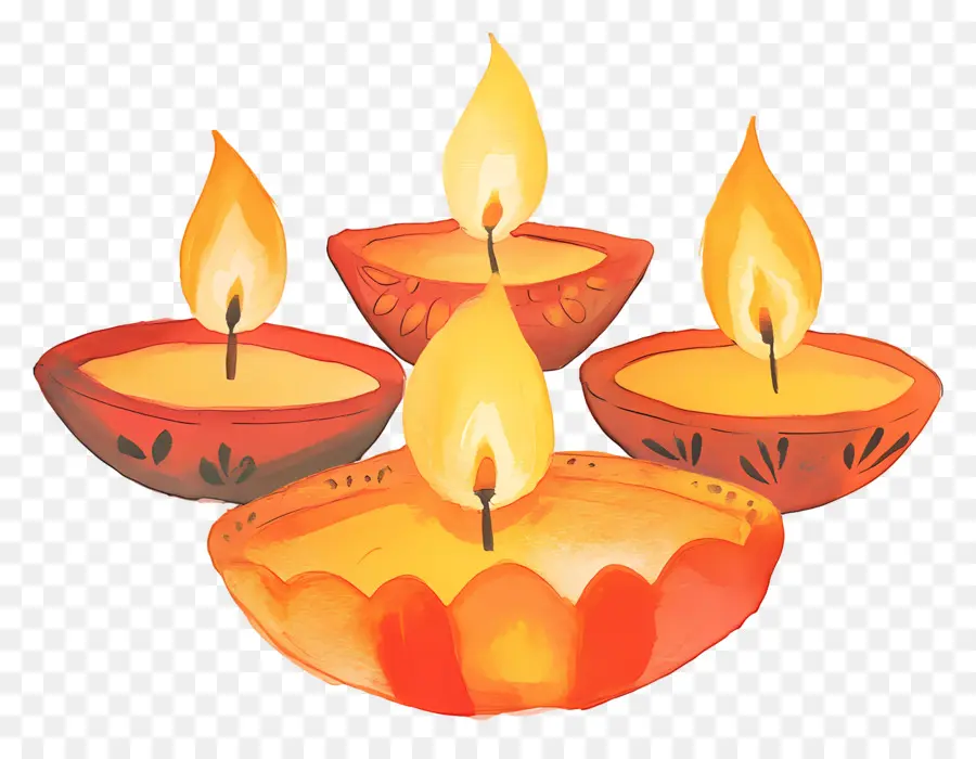 Lámparas De Aceite De Diwali，Velas PNG