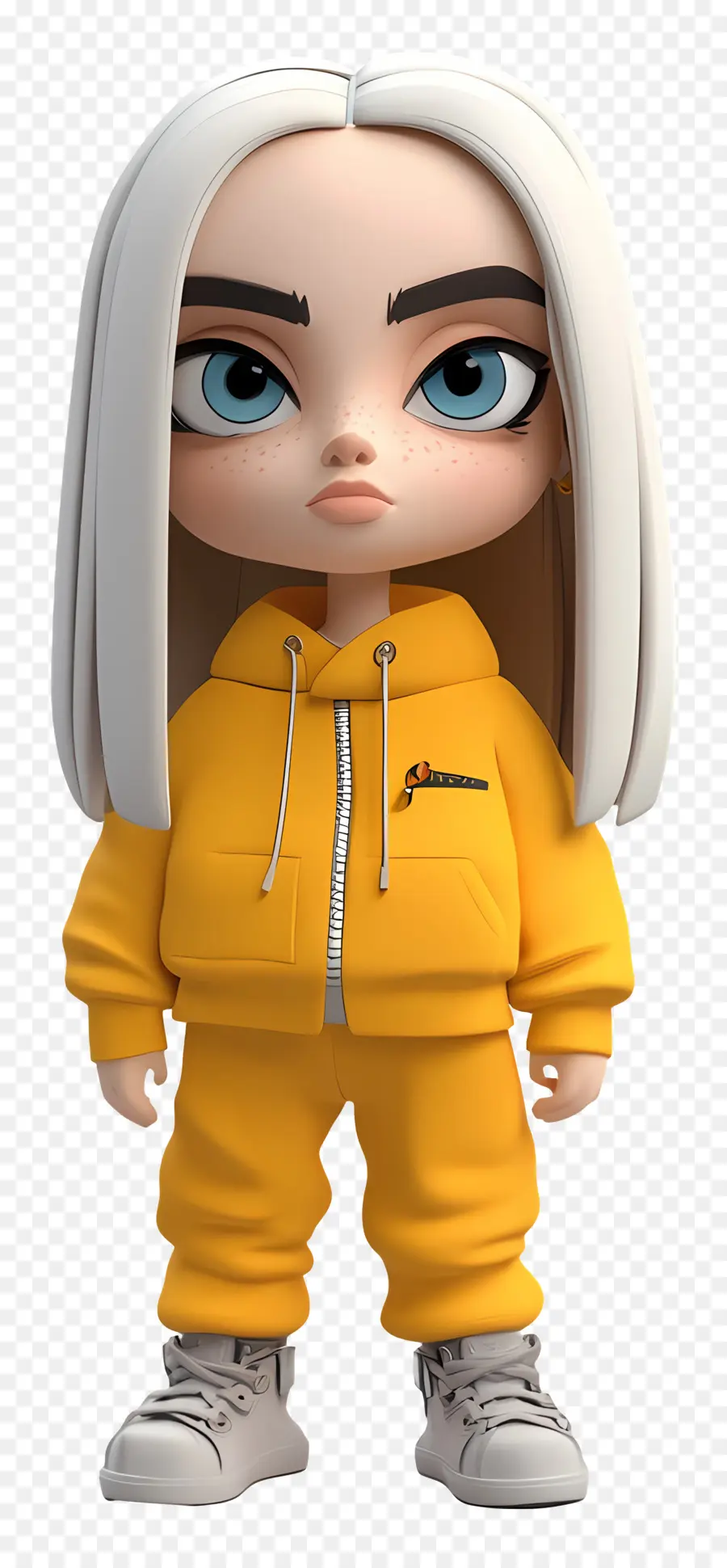 Billie Eilish，Personaje 3d En Traje Amarillo PNG