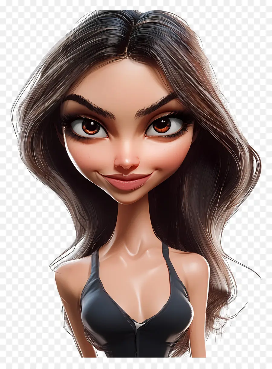 Deepika Padukone，Personaje Chibi Con Pelo Largo PNG