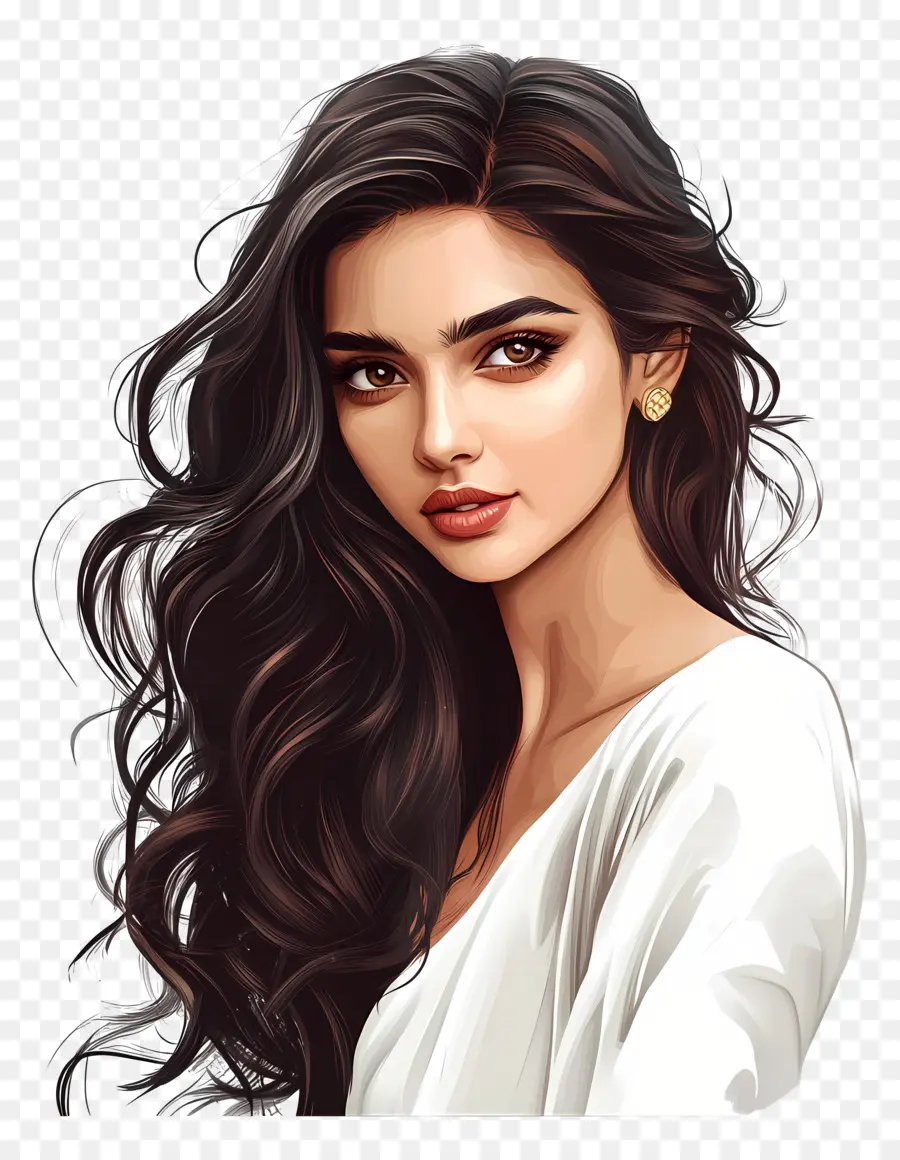 Deepika Padukone，Retrato De Mujer Morena PNG