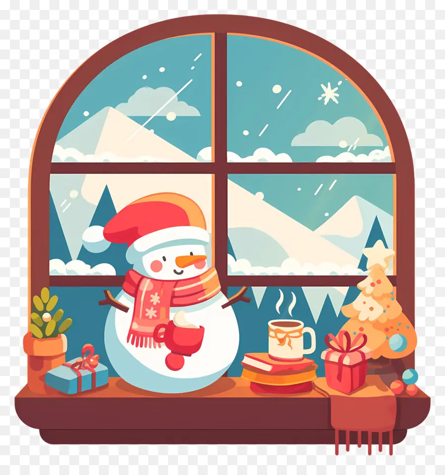 Escena De Invierno，Ventana De Navidad PNG