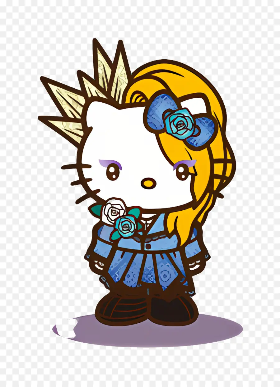 Yoshikitty，Personaje De Dibujos Animados Con Flores PNG