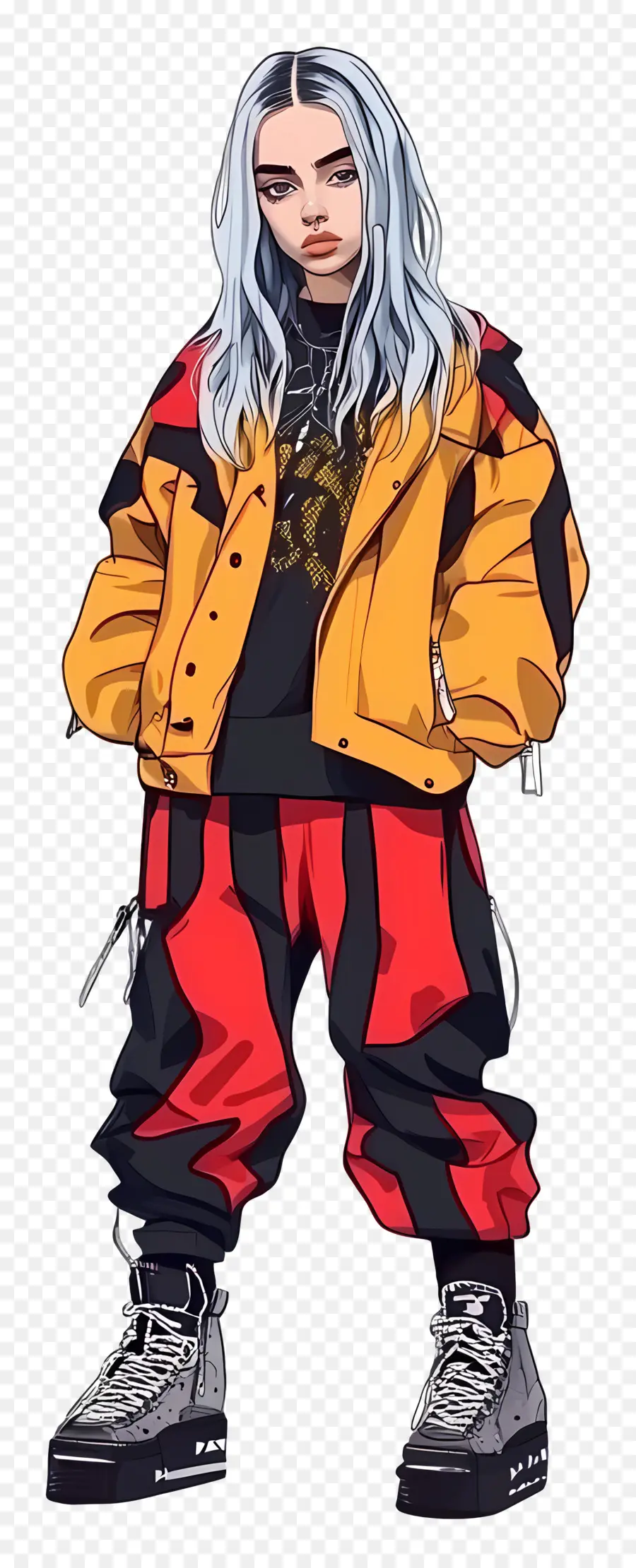 Billie Eilish，Personaje De Chaqueta Amarilla PNG