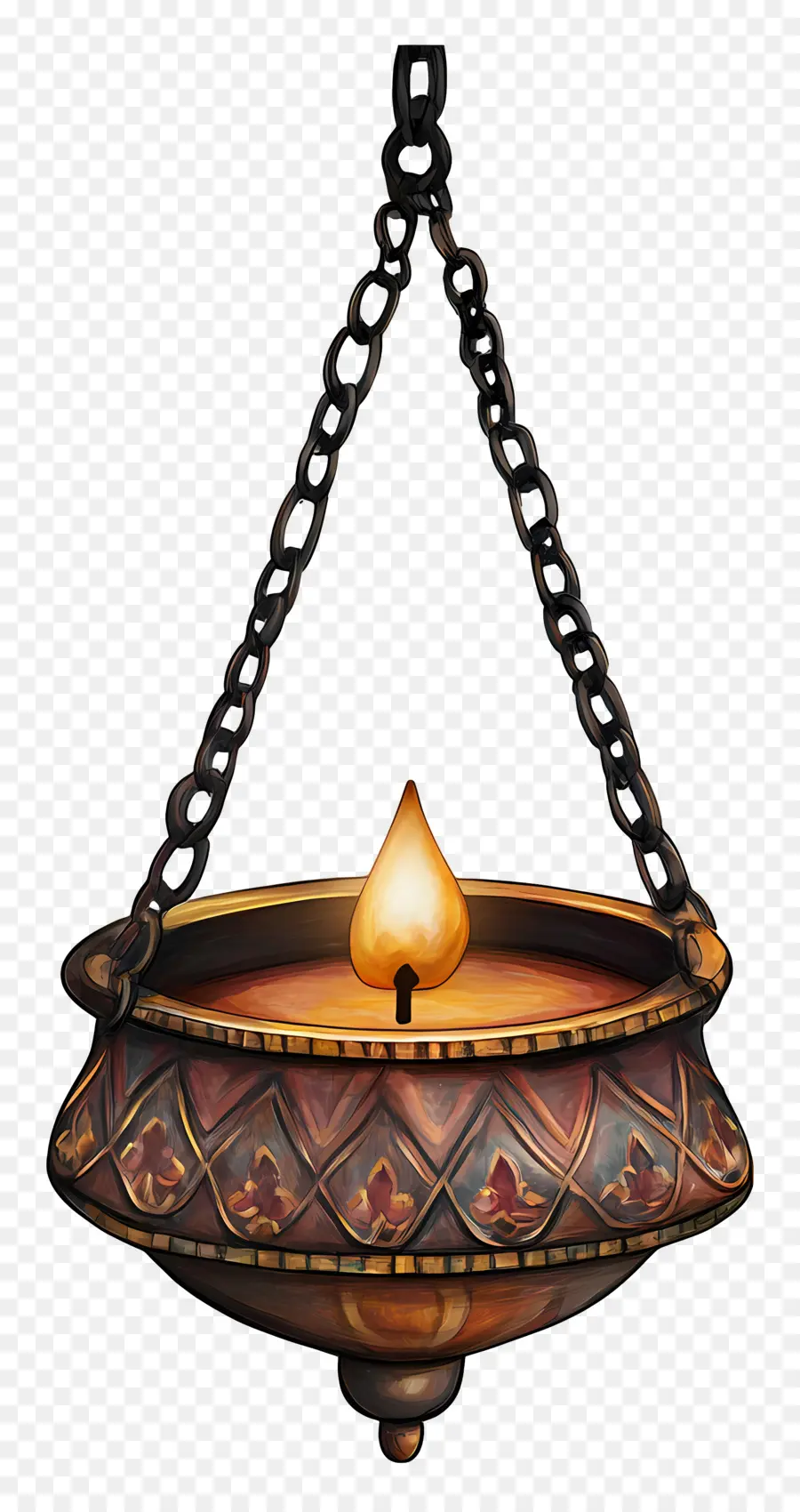 Diya Colgante，Lámpara De Aceite Colgante PNG