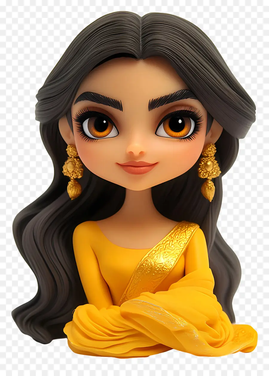 Deepika Padukone，Personaje Chibi En Amarillo PNG