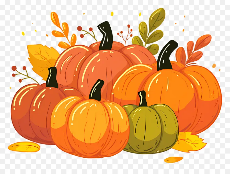 Calabazas De Acción De Gracias，Cosecha De Otoño PNG