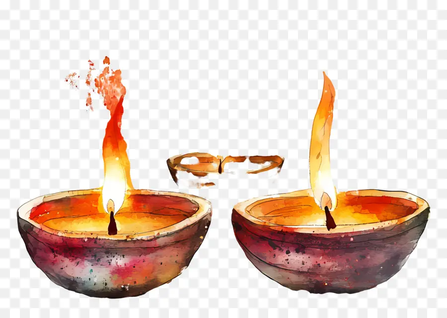 Lámparas De Aceite De Diwali，Velas PNG