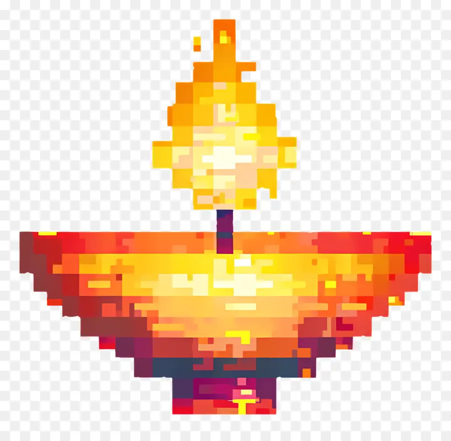 Diwali Diya De Píxeles，Diya Pixelada PNG