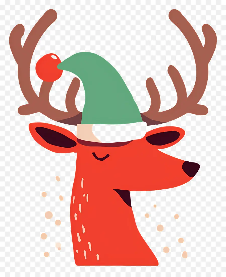 Ciervo De Navidad，Reno Con Gorro De Papá Noel PNG