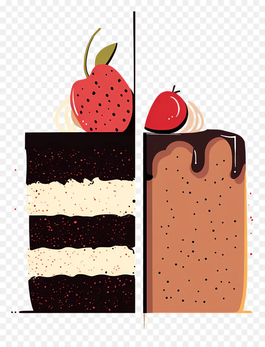 Rebanada De Pastel，Rebanadas De Pastel Ilustradas Con Fresas PNG