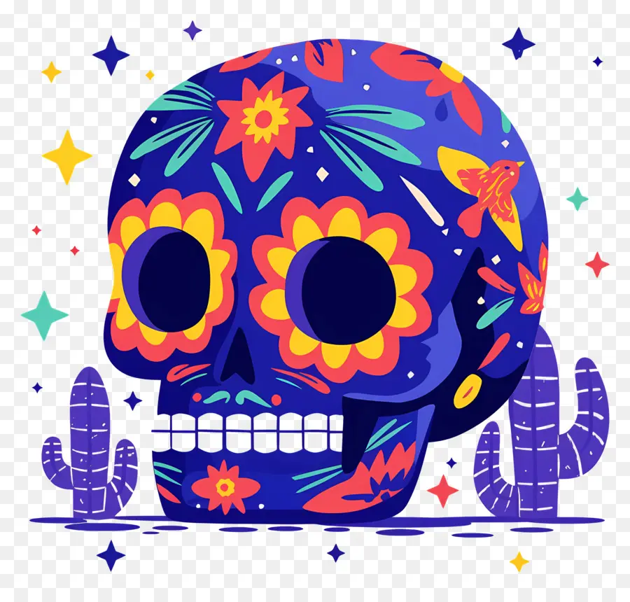 Linda Calavera，Calavera Colorida PNG