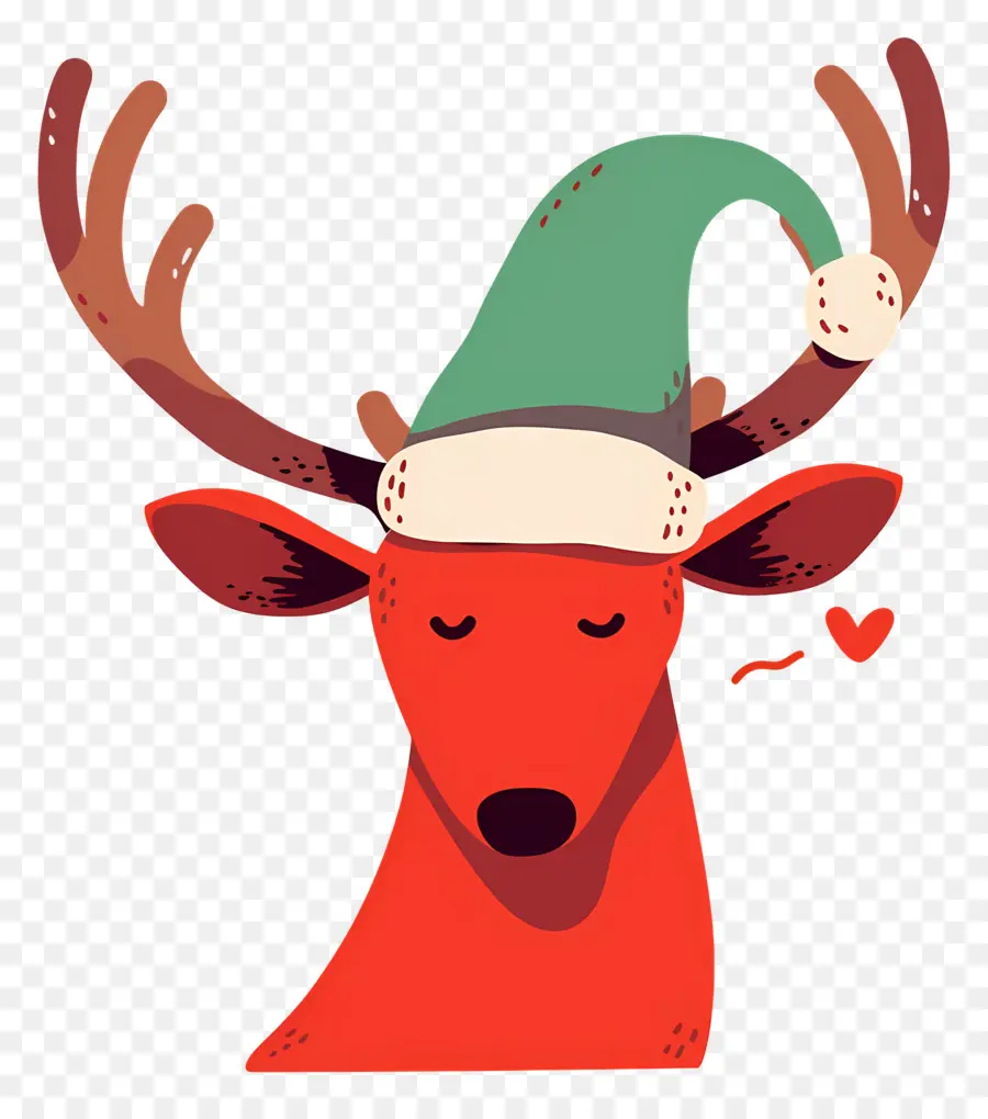 Ciervo De Navidad，Reno Con Gorro De Papá Noel PNG