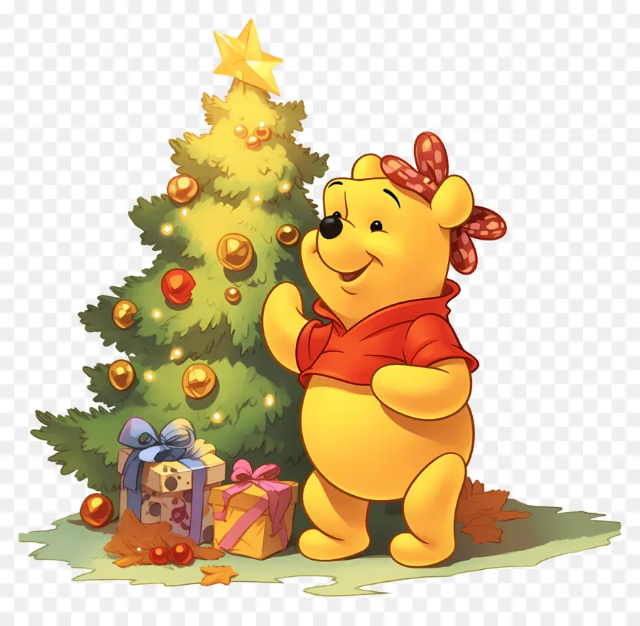 Winnie El Pooh，Oso Con árbol De Navidad PNG