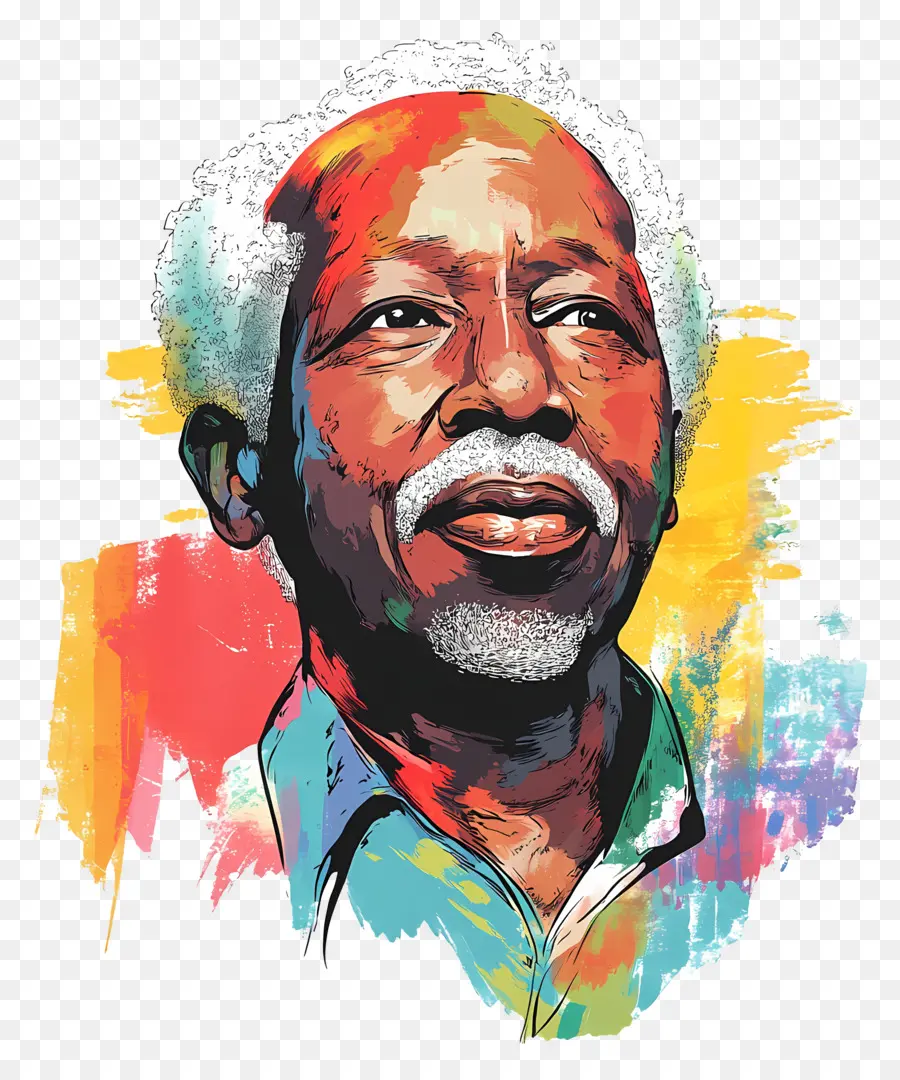 Julius Nyerere，Retrato Colorido PNG