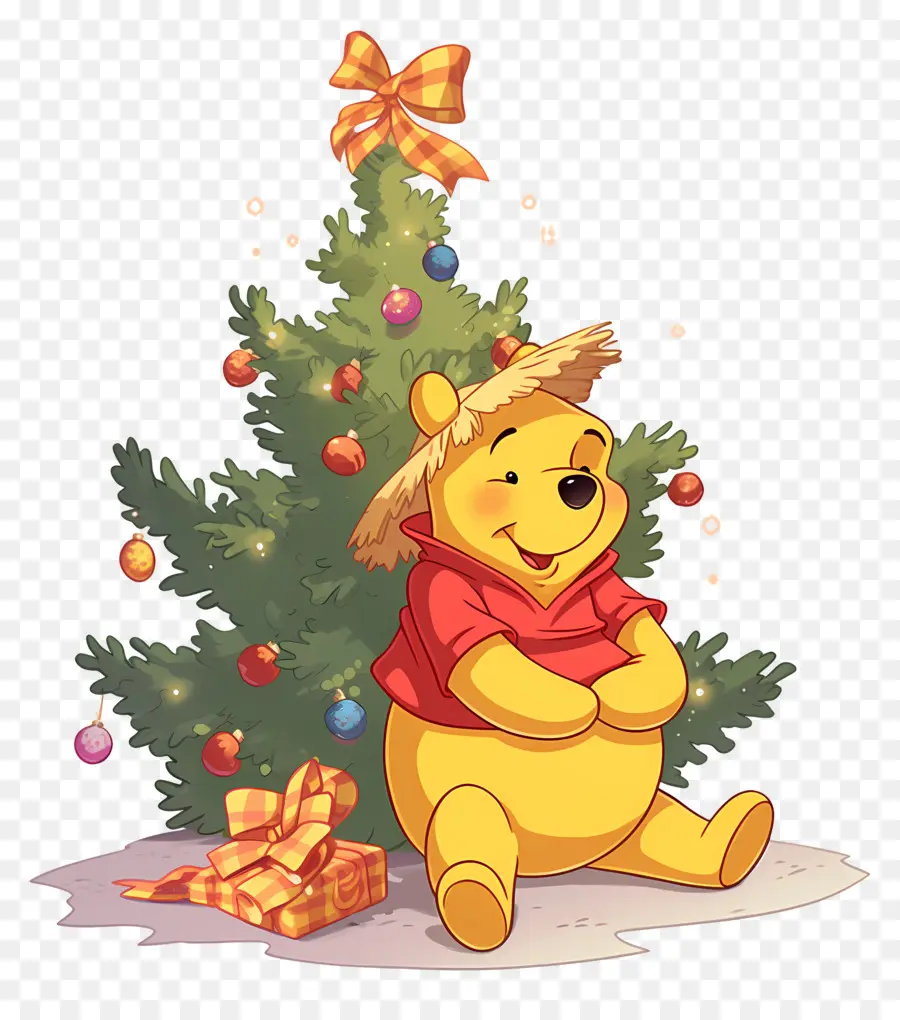 Winnie El Pooh，Oso Con árbol De Navidad PNG