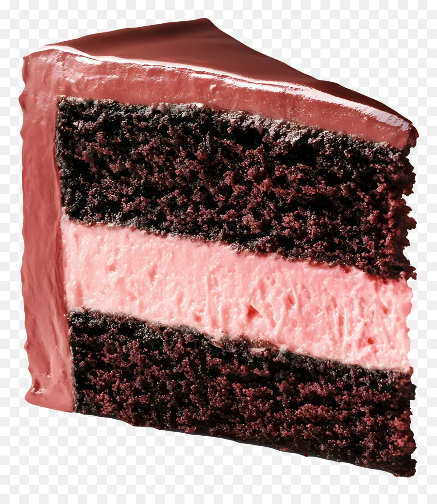 Rebanada De Pastel，Rebanada De Pastel De Chocolate Con Relleno Rosa PNG