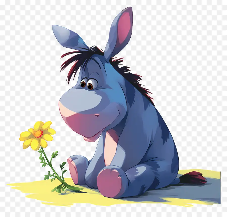 Eeyore，Burro Con Flor PNG