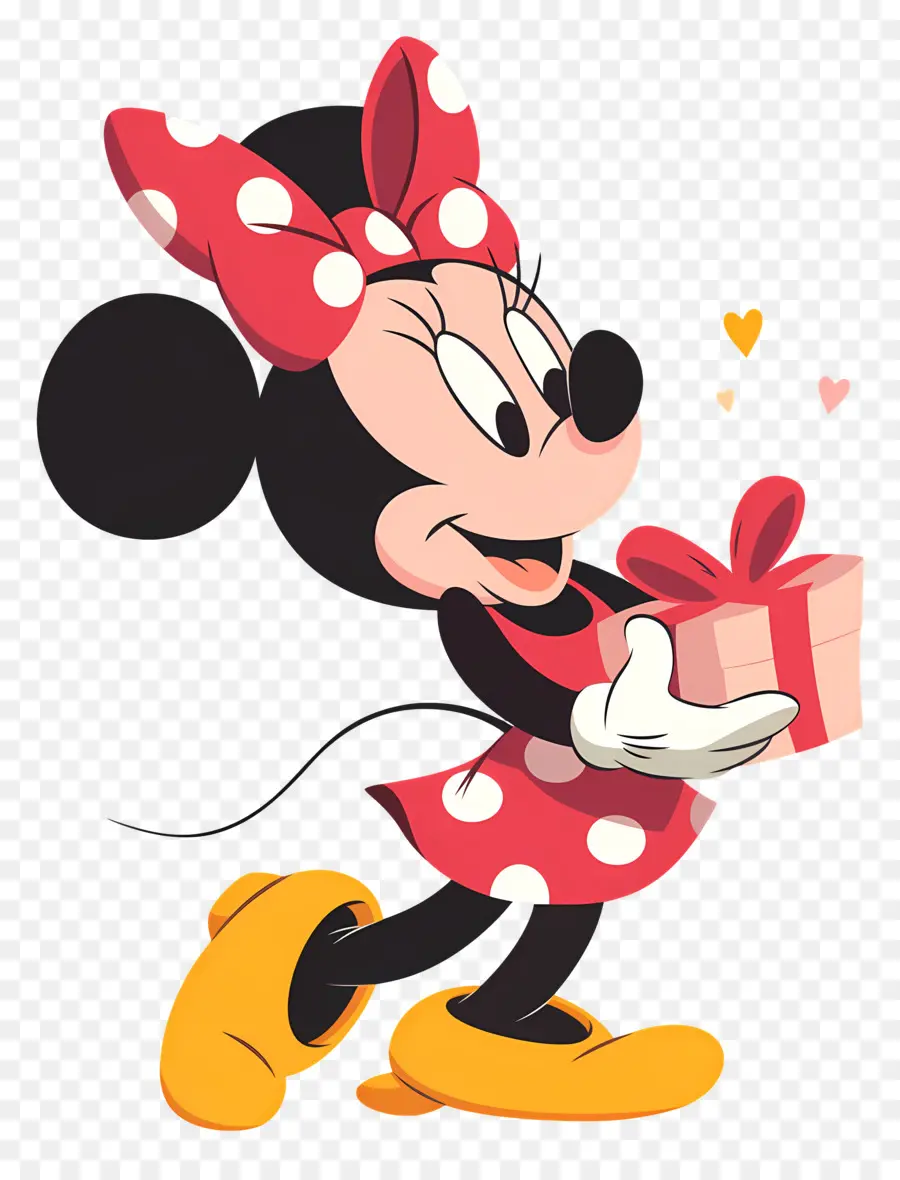 Minnie Ratón，Ratón De Dibujos Animados Con Regalo PNG