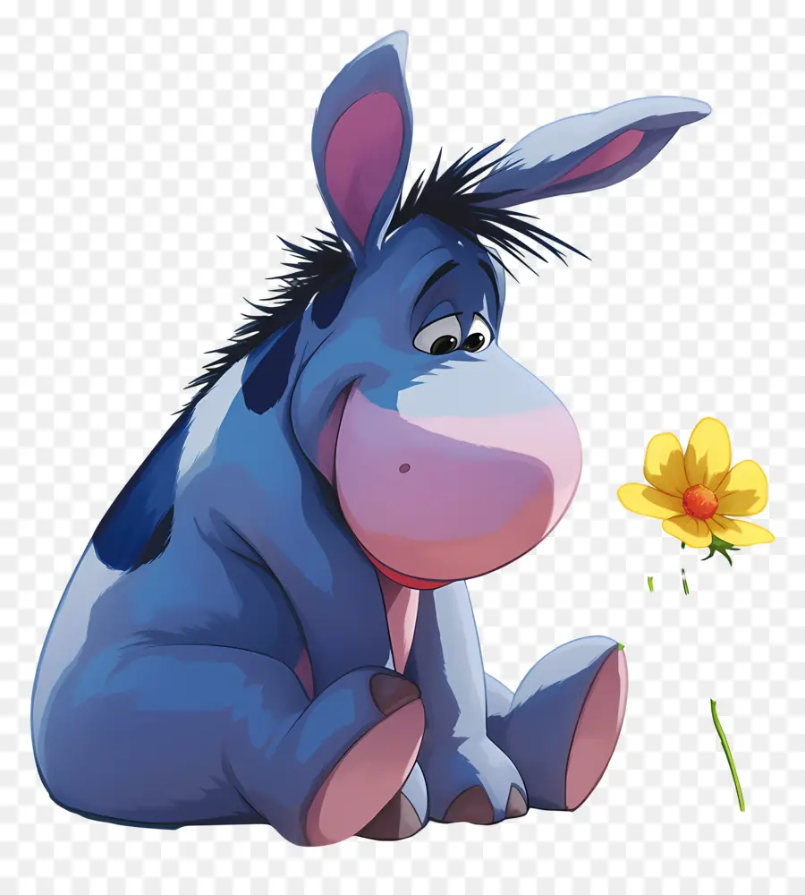 Eeyore，Burro Con Flor PNG